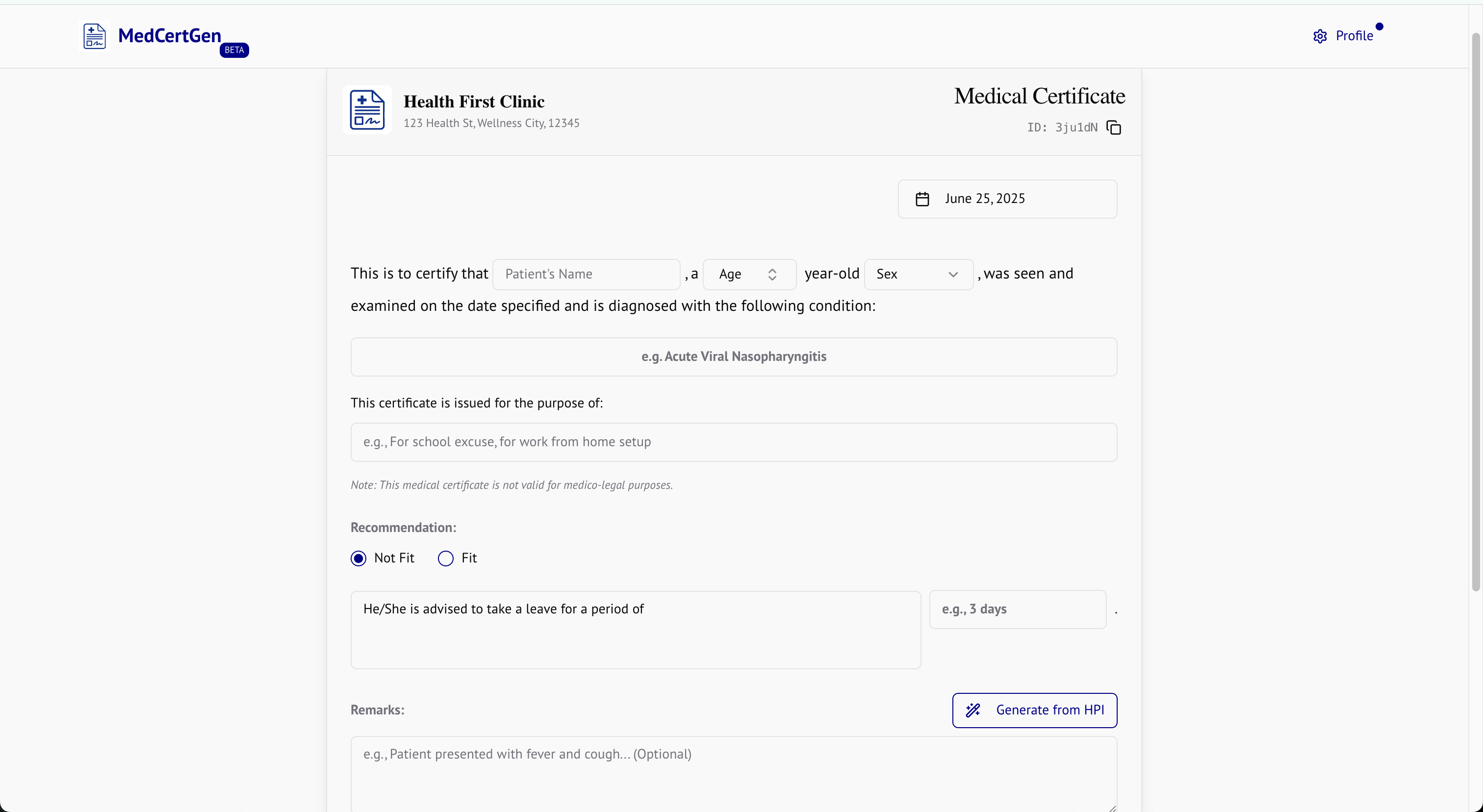MedCertGen (Beta)